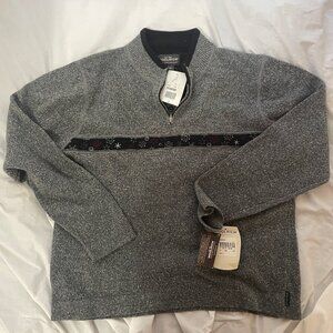 NOS Womens Sz L (Large) Woolrich 1/4 Zip Pullover Charcoal Heather Cotton Blend